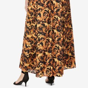 Jessica London Maxi Skirt Black Yellow Print Plus Size 18W